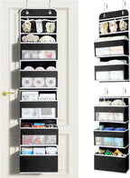 LAMU 6-Tier Over The Door Organizer, Swing - Proof Closet Door Organizer, Flexible 1 Split into 2 Over The Door Storage Organ