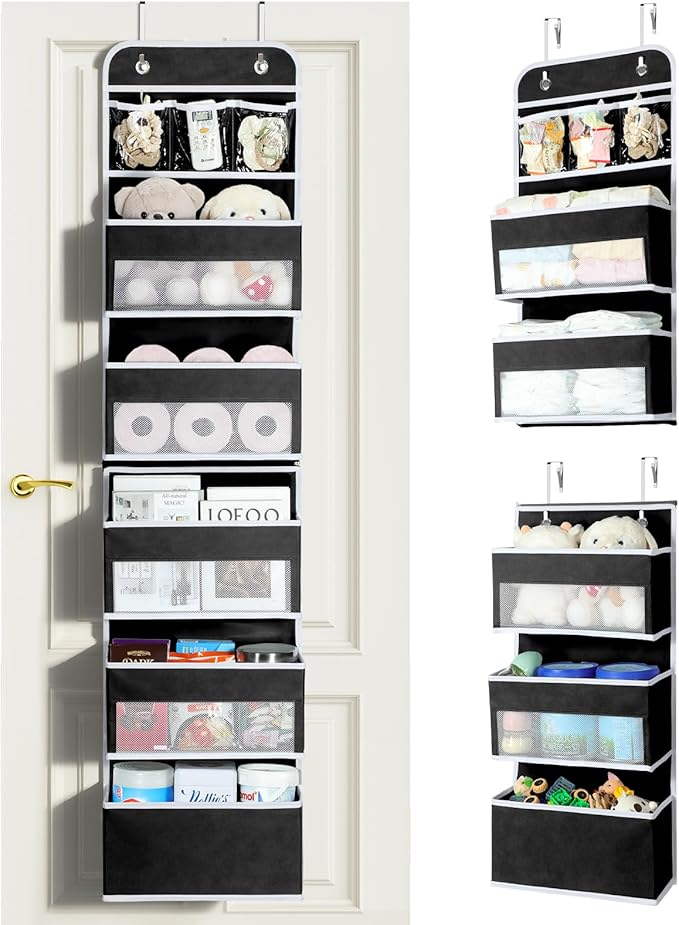 LAMU 6-Tier Over The Door Organizer, Swing - Proof Closet Door Organizer, Flexible 1 Split into 2 Over The Door Storage Organ