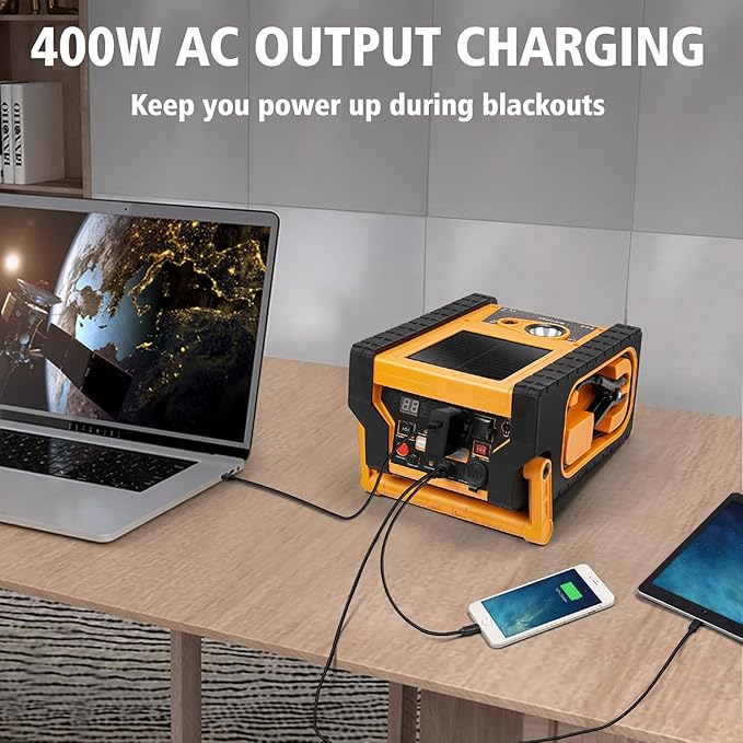 2000A Peak Jump Starter with Air Compressor Portable Power Station with 400W Inverter 12V Car Battery Booster for 8.5L