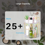 360 Rotating Makeup Organizer - Large Capacity Spinning Perfume & Cosmetic Skincare Holder for Countertop (Pearl White, 2 Tie