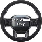 Steering Wheel Cover for Ford F150 2021-2025/ F-150 Lightning 2022-2025/ F250 F350 F450 F550 2023-2025/ Ford Expedition 2022-2024 Steering Wheel Cover Protector Accessories(Perforated Black Leather)