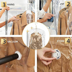 TAILI Hanging Vacuum Storage Bags, Space Saver Bags for Clothes Travel, Coats, Suits and Jackets, Clear, 6 Pack Short, 31 x 1