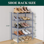 Smiry Small Bamboo Shoe Rack 4-Tier, Stackable Wooden Shoe Organizer for Entryway & Closet, Free Standing Wood Shoe Storage S