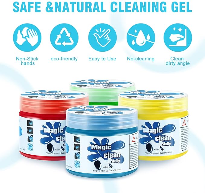 DNA MOTORING 4 Pack Car Cleaning Gels Auto Detailing Tools Cleaning Putty Car Interior Cleaner, Car Jelly Cleaner, Keyboard C