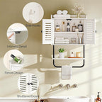 HOOBRO Medicine Cabinet, Double Doors Bathroom Wall Cabinet with Towel Bar, Adjustable Shelf, 2 Hooks, Over The Toilet Storag
