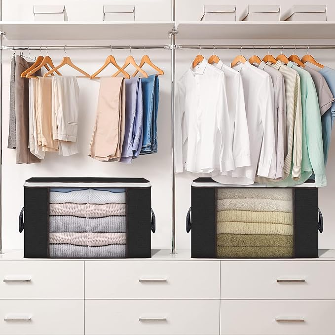 Budding Joy 90 L Large Storage Bags, 10 Pack Clothes Storage Bins Foldable Closet Organizers Storage Containers with Reinforc