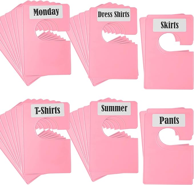 32 Pack White Clothing Rack Size Dividers Plus 75 Labels (1 Inch) and 30 Large Blank Labels, Large Rectangular Clothing Close