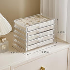 Acrylic Jewelry Box with 5 Drawers, Clear Earring Holder Organizer Rings Display Case with Adjustable Velvet Trays for Women 