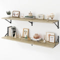 Deep Floating Shelves Wall Mounted, 48"x12" Gray Wall Shelves with Brackets Set of 2 for Bedroom, Living Room, Bathroom, Kitc