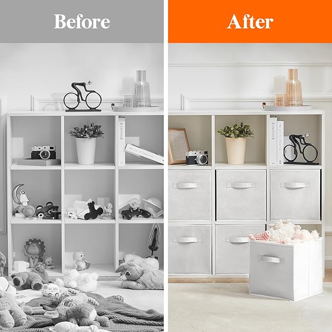 Lifewit Storage Cubes, Foldable Decorative Fabric Storage Baskets for Organizing Home Organizers with Handles for Shelves, Cl