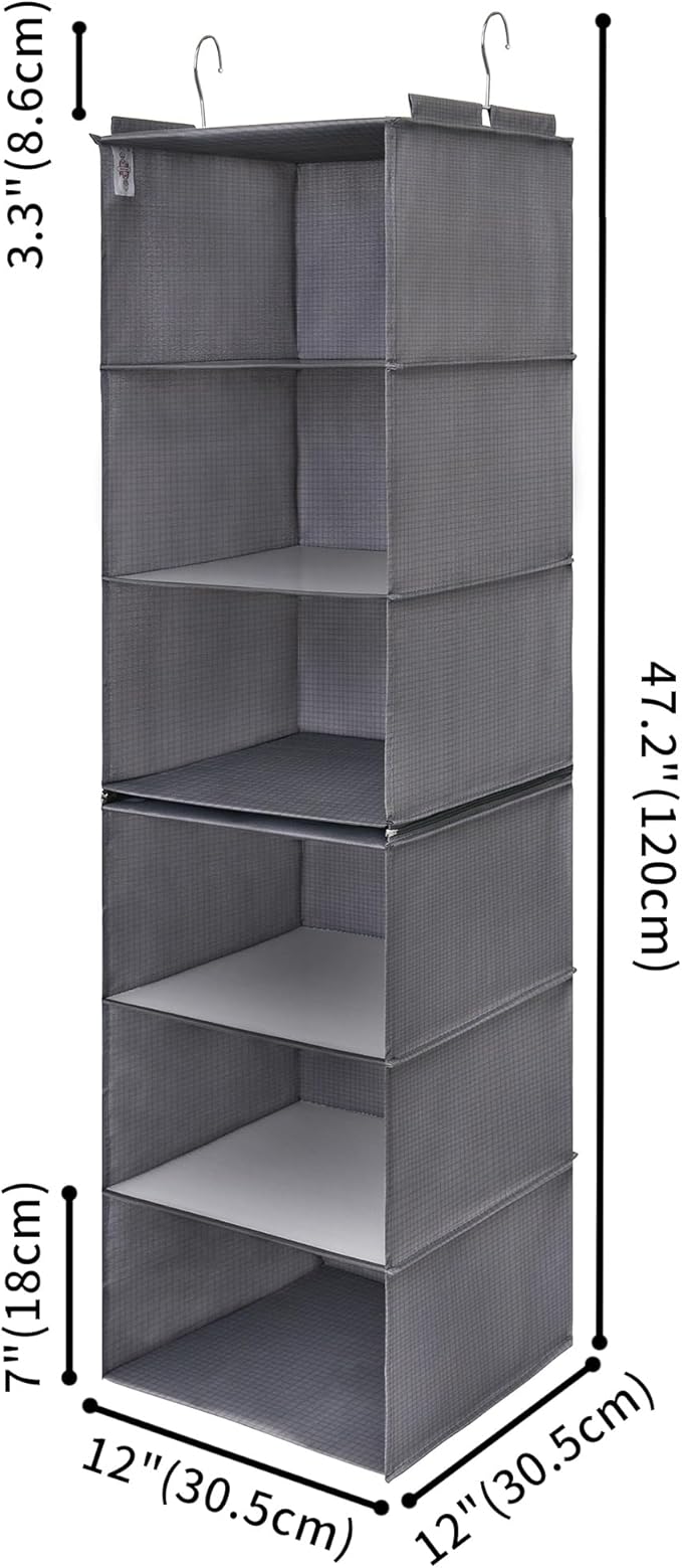 GRANNY SAYS 6-Shelf Hanging Organizer for Closet, Separable to 2 Pack 3-Shelf Hanging Shelves, Hanging Organizer for Bedroom,