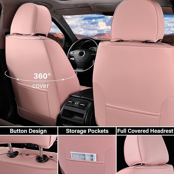 Coverado Car Seat Covers Front, Seat Covers for Cars, Waterproof 2-Pack Car Seat Cushions, Leather Carseat Seat Protectors, U