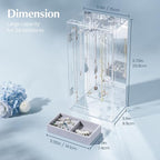 Lolalet Necklace Holder Organizer, Acrylic Jewelry Organizer with 24 Hooks, Rotating Clear Necklaces Display Box with Built-i