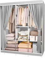 BAOKALER Portable Closet for Hanging Clothes 67 Inch Wide Large Capacity Portable Wardrobe Closet with Cover, Storage Shelves