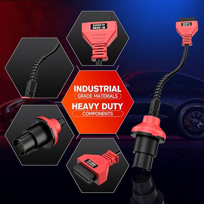 Autel Original BENZ-38 PIN Adapter, 38 Pin Male to 16 Pin Female OBDII Connector Compatible with Mercedes-Benz Pre-2001, Work