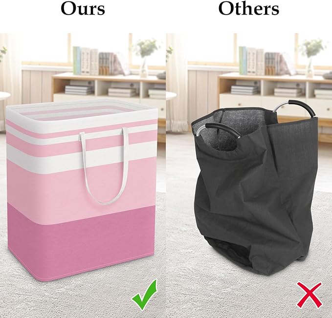 StorageRight Large Collapsible Laundry Basket Hamper with Easy Carry Handles，Freestanding Clothes Hampers for Laundry, Bedroo