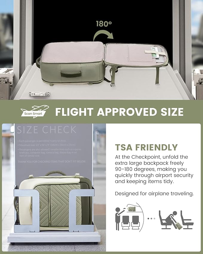 LOVEVOOK Large Travel Backpack for Women, TSA Carry on Backpack for Airplanes, 50L Personal Item Travel Bag for Women fits 17