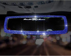 Bling Rhinestone Car Rear View Mirror with Crystal Diamonds Bling Car Accessories for Women-(Blue-1)