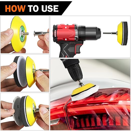133 PCS Sanding Disc Drill Polishing Kit Sanding Attachment, 3 Inch Wet Dry Headlight Restoration Kit, Hook and Loop Sandpape