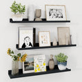 Axeman 30 Inch Floating Shelves | Black Picture Ledge Shelf Set of 3 | Rustic Wood Wall Shelves with Lip | 30" Black Picture 