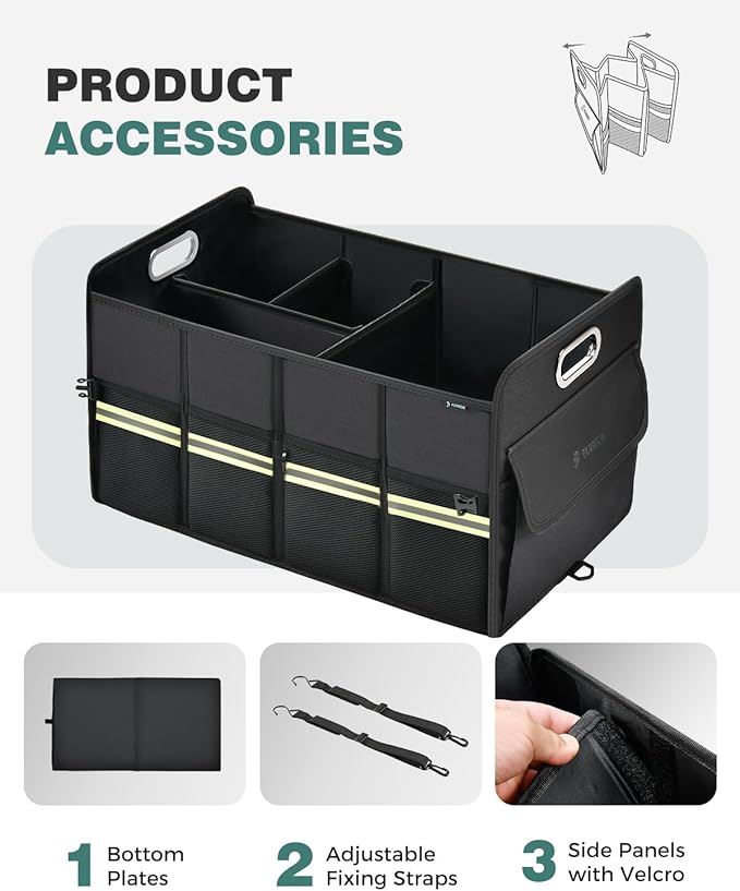 FLORICH Trunk Organizer for Suv, Premium Waterproof Car Organizers and Storage, Collapsible Multi-Compartment Truck Organizer 