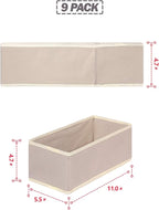DIOMMELL 9 Pack Foldable Cloth Storage Box Closet Dresser Drawer Organizer Fabric Baskets Bins Containers Divider for Clothes