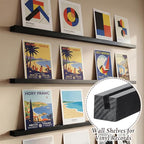 Pinkunn 3 Pcs 40 Inches Vinyl Wall Mount Record Display Shelf, Extra Long Wood Vinyl Record Holder, Album Display Holder Floa