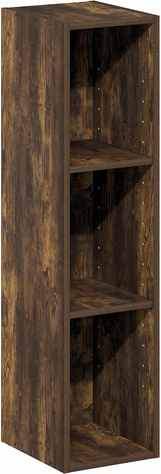 Furinno Fulda Book Shelf, 3-Tier Narrow Bookshelf, Bookcase with 8-in Width Storage Shelf, 9.3 x 7.9 x 31.5, for Living Room,