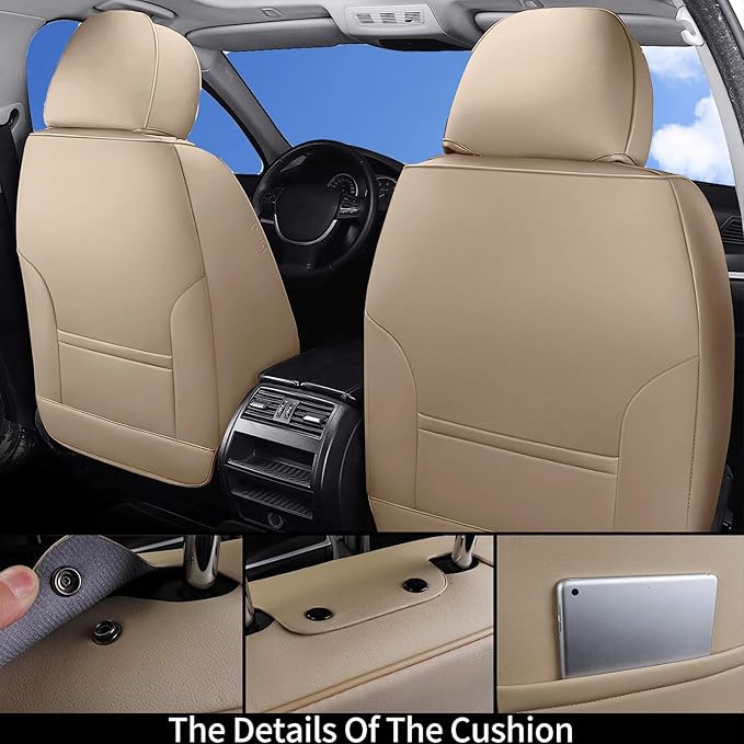 Coverado Universal Seat Covers Full Set, 5 Seats Universal Seat Covers for Cars, Waterproof NAPPA Leather Car Seat Covers wit