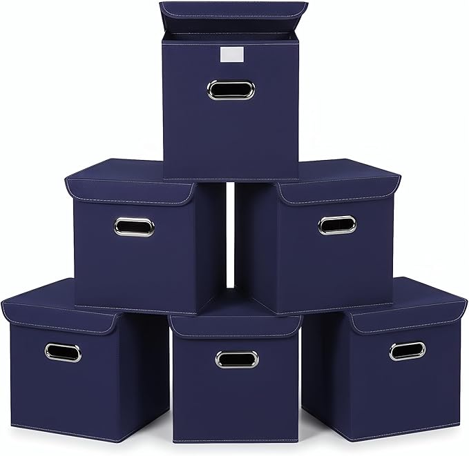 Closet Organizers Fabric Storage Bins With Lids Collapsible Cube Storage Organizer Basket With Handles,Storage Boxes for Clot