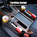 2 Pcs Car Seat Gap Filler - Leather Car Seat Crevice Storage Box with Adhesive Foam Pads, Car Gap Filler Organizer for Front Seat Gap Filler Between Car Seat and Console, Universal Fit