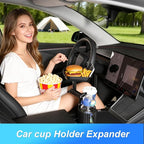 Car Cup Holder Tray Table 10-inch Car Food Tray Portable 4-in-1 Car Cup Holder Extender 360° Rotating with Phone Holder Essen