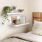 Fixwal White Shelves, 22" Long Floating Shelves for Living Room, Bedroom, Bathroom and Kitchen, Wall Mounted Shelves for Stor
