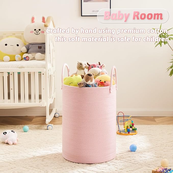 Artfeel Laundry Basket,Woven Cotton Rope Laundry Hamper,80L for Decorative Storage of Dirty Clothes,Toys and Blankets in Bath