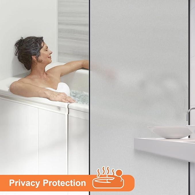 Frosted Window Privacy Film Frosted Glass Window Film Sun Blocking Window Tinting Film for Home, Static Clings Removable Frosting Bathroom Door Window Covering, White,29.5 Inch x 78.74 Inch
