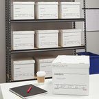 STAPLES Corrugated File Box Lift Off Lid, Letter/Legal Size, White/Black, 10/Pack