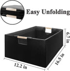 Foldable Fabric Storage Cubes, 2 Packs Cloth Storage Baskets with Wooden Handles, Collapsible Shelf Closet Organizer Bins, Re