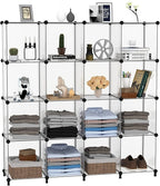 AWTATOS Cube Storage Organizer, 16 Cube Closet Organizer, Stackable Storage Cube Shelves, DIY Portable Closet Clothes Organiz