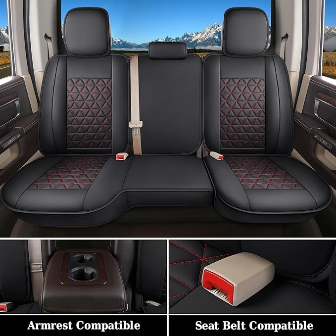 Coverado Dodge Ram Seat Covers Full Set, Waterproof Truck Car Seat Cover Protectors Custom Fit for 2002-2025 Dodge RAM 1500 2