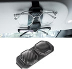 Double Clip Sunglasses Holder for Car Visor with Carbon Fiber Pattern,Magnetic PU Leather Auto Visor Sunglass Clip,Vehicle Visor Organizer,Hanging Eyeglasses Clip