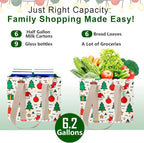 VENO 3 Pack Christmas Reusable Grocery Bags, Shopping Bags for Groceries, Tote with Handles and Hard Bottom, Foldable Shopping Cart Organizer, Water Resistant, Heavy-Duty (Jingle Mix, 6 Gallon)