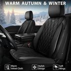 CAR PASS Luxury Faux Leather Car Seat Covers Front Seats, Breathable Soft Velvet Premium Automotive Seat Covers 2 Pack, Armre