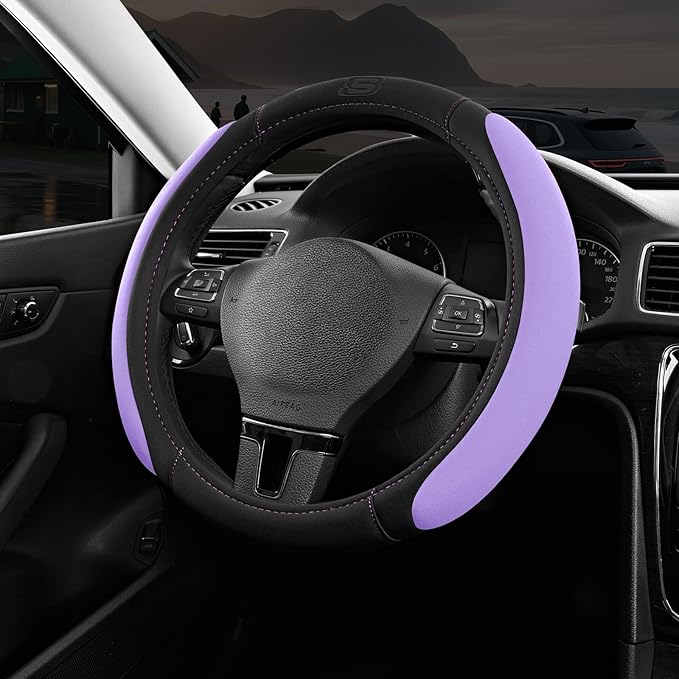 Skechers Steering Wheel Cover, Memory Foam Car Steering Wheel Cover,14.5-15inch Anti-Slip Safety Comfortable Desgin, Universa