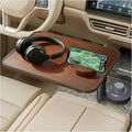 Car Tray Table & Car Laptop Desk, Height-Adjustable 360° Rotating Wood Car Laptop Mount, Steering Wheel Tray, Cup Holder Table,Compatible with Tesla & Most Vehicles Walnut