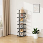 LANTEFUL Tall Shoe Rack 7 Tier Narrow Shoe Shelf Storage for 7-14 Pairs Shoe and Boot, Sturdy Shoe Storage Space Saving Corne