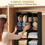 Ofiray-home 4 Tier Hanging Closet Organizer, 12 Compartments Sweater Organizer for Closet with 3 Sturdy Hooks, Closet Organiz