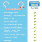Wonder Hanger Max 10-Pack Space Saving Hangers, Reinforced Hooks Swivels 360°, Cascading Hanger, Teens, College Dorms, Kids &