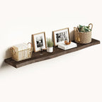 Vivelove Live Edge 48 Inches Floating Shelves for Wall, Elm Wood, Rustic Farmhouse Wall Shelf with Invisible Bracket for Livi
