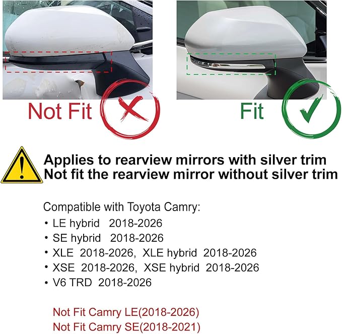 CKE Compatible with Toyota Camry 2026 2025 2024 2023 2022 2021 2020 2019 2018 Accessories Car Exterior Door Side Rearview Mirror Guard Cover Trim Caps -Glossy Black