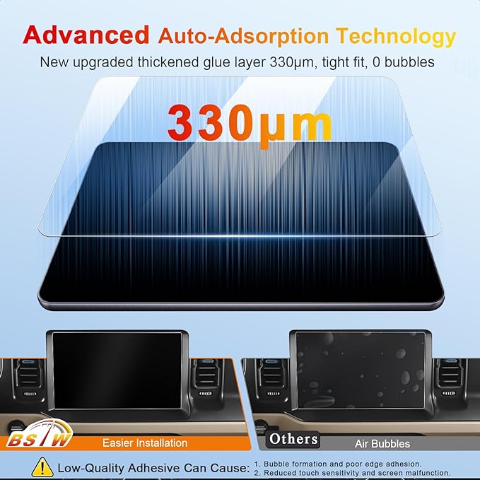 Bronco Screen Protector 12 In for 2021-2024 Ford Bronco Wildtrak/Raptor/Outer Banks/Everglades/Badlands SYNC 4 12" Touchscree